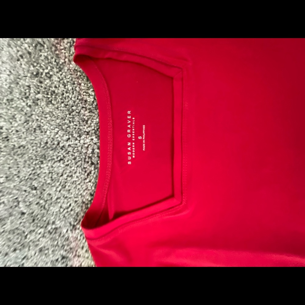 Susan graver red long sleeve top